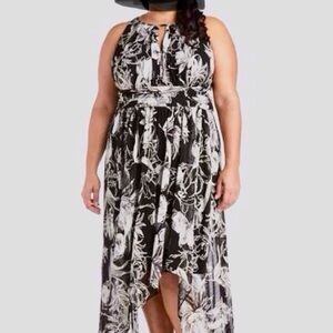 R & M Richards Black and White High Low Dress